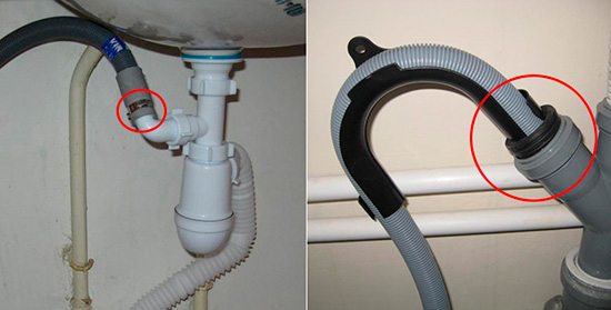 připojení vypouštěcí hadice k sifonu