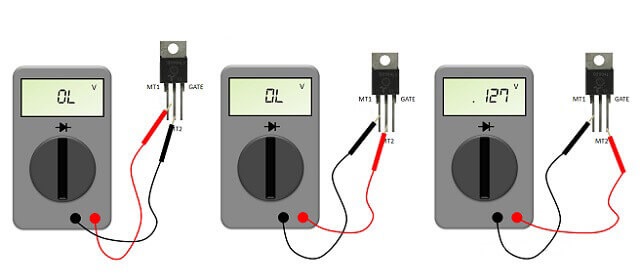 comprovant el triac amb un multímetre