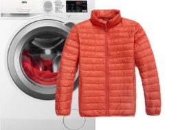 Praní péřové bundy Uniqlo v pračce
