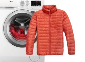 Praní péřové bundy Uniqlo v pračce