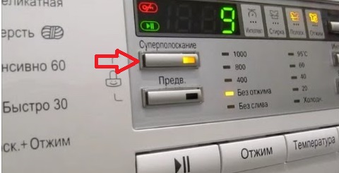 aktivace režimu Super máchání