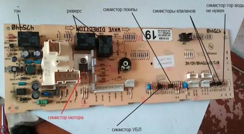 umístění triaku UBL na desce SM Electrolux